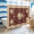thumbnail image 4 of No Hook Shower Curtain, Boho Flowers Shower Curtains for Bathroom with See Through Top Window, Vintage Middle Century Floral Red Brown Waterproof & Washable Bath Curtain Standard 72"x72", 4 of 5
