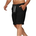 thumbnail image 7 of DDAPJ pyju Men's Bermuda Shorts Summer Fashion Cotton Linen Casual Shorts Rolled Hem Short Pants with Pockets Black XXXL, 7 of 7