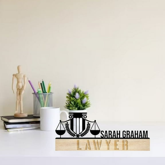 Handmadetneonsign Custom Lawyer Desk Name Plate, Lawyer Metal Nameplate For Desk, Desk Nameplate