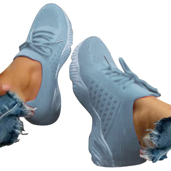 PANGF Classic Solid Women's Lace Up Platform Color Large Size Flying Knitted Fashion Women's Lightweight Walking Shoe