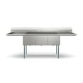 thumbnail image 6 of 102 in. Three Compartment Commercial Sink Bowl Size 18x24x14 Stainless-Steel 18 Gauge with Two Drainboards (KM-SC182414-24B3), 6 of 9