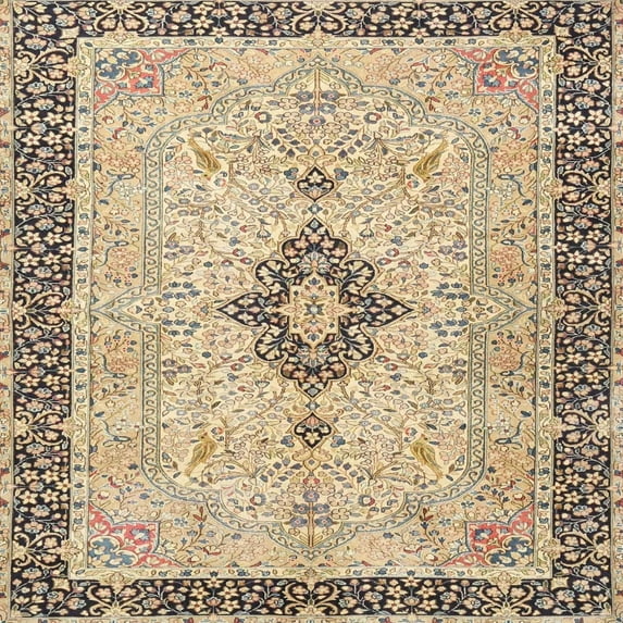 Ahgly Company Machine Washable Indoor Square Traditional Brown Area Rugs, 4' Square