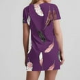 thumbnail image 6 of Ladies T Shirt Dresses with Pockets New Trendy Casual Short Sleeve V Neck Printed Sundress Soft Loose Flowy Short Dress Casual Wedding Guest Dress Purple M, 6 of 7
