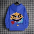 thumbnail image 4 of XIAOCHA Men's Pullover Hoodie Graffiti Print Sweatshirts Daily Hooded Sweatshirt, Blue, Sizes L, 4 of 5