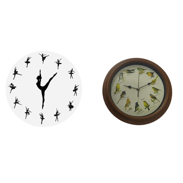 Reloj De Pared Silencioso Con Diseño De Bailarina Y Alarma De Canto De Pájaros, Reloj Redondo Decorativo Para Cocina, Oficina, Comedor Y Hogar.