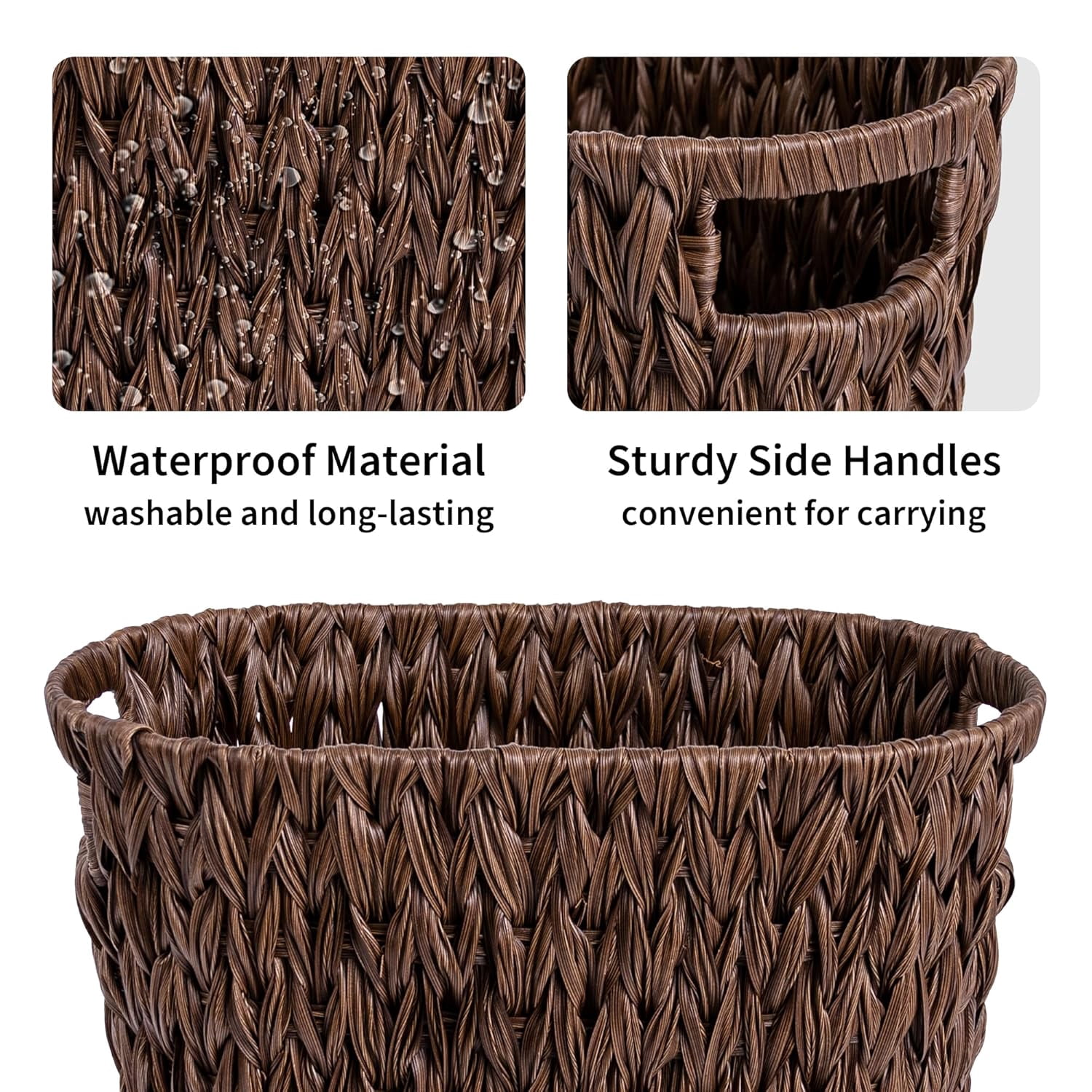 GRANNY SAYS Wicker Trash Can, Waterproof Bathroom Waste Basket, Handwoven Decorative Garbage Can, 19 Liters,/5 Gallons, Brown