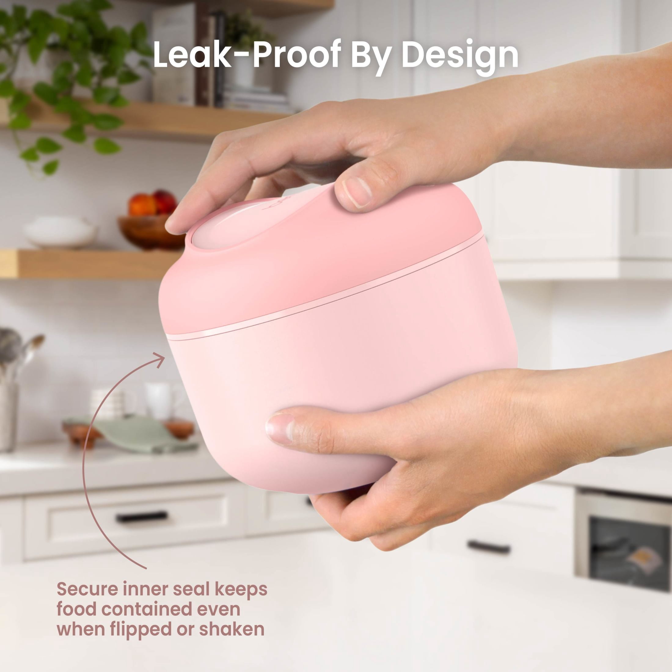 (2 pack) Bentgo Bowl - Insulated Leak-Resistant Bowl with Snack Compartment, Collapsible Utensils and Improved Easy-Grip Design for On-the-Go - Holds Soup, Rice, Cereal & More - BPA-Free, 21.2 oz (Blush)