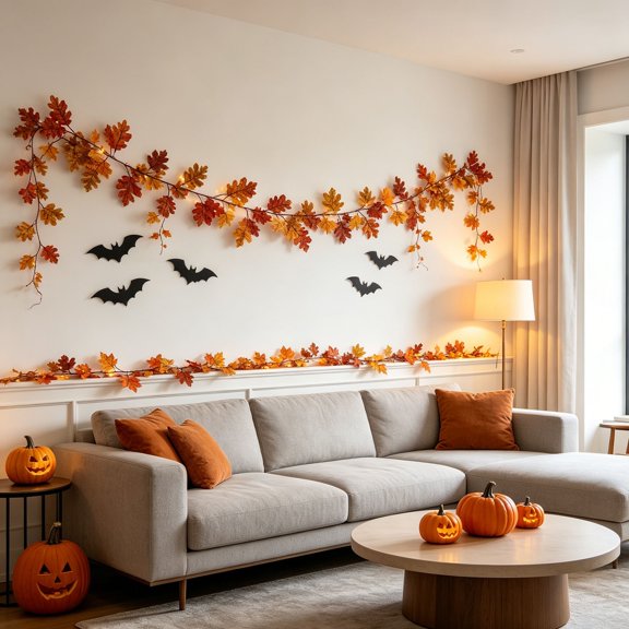 PEONAVET Fall Garland Artificial Maple Leaf Garland Fall Fake Hanging Decoration Foliage Hanging For Halloween Thanksgiving Festival Home Wall FireplaceDoor Indoor Outdoor Au