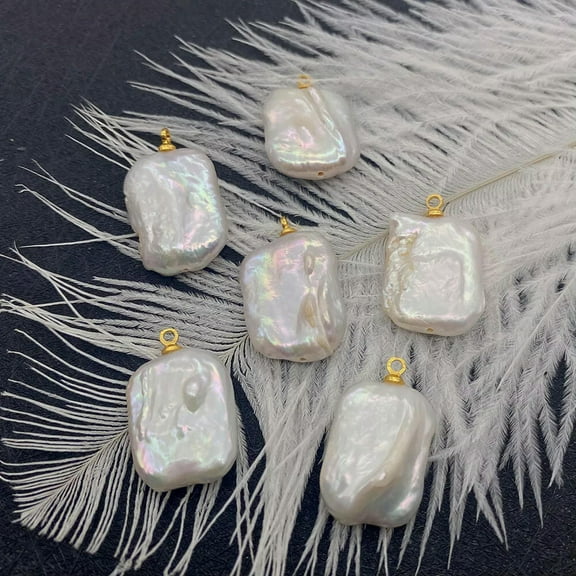 EOEMY Aaa 15-20mm Square Natural South Sea Baroque White Pearl Pendant