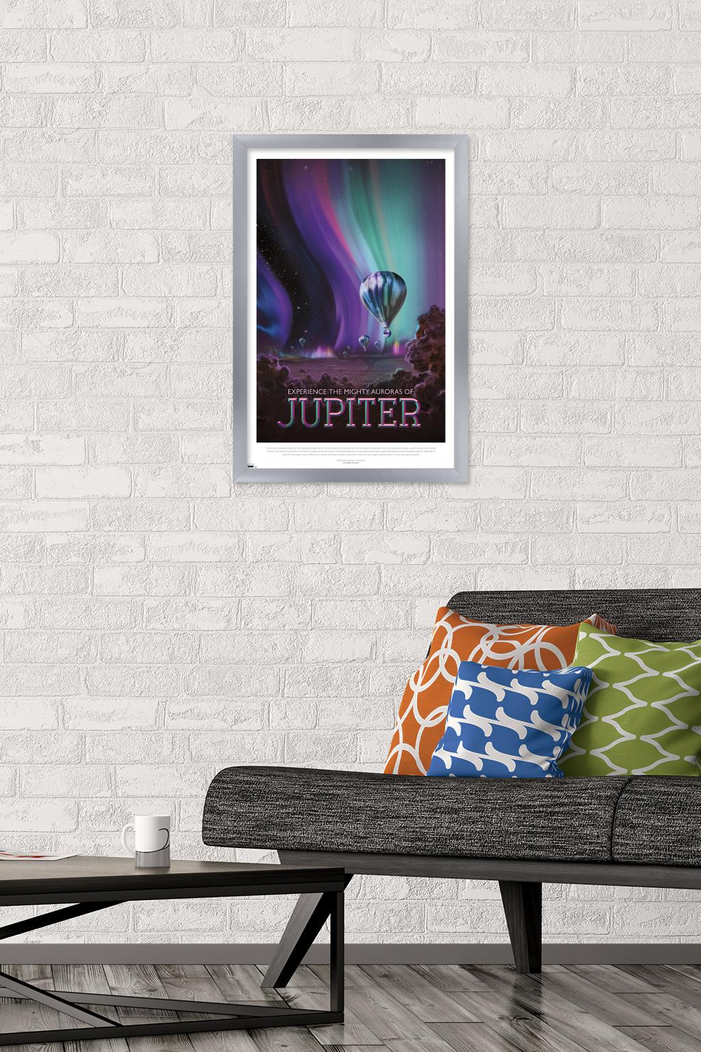 NASA - Jupiter Travel Poster Wall Poster, 14.725" x 22.375" Framed