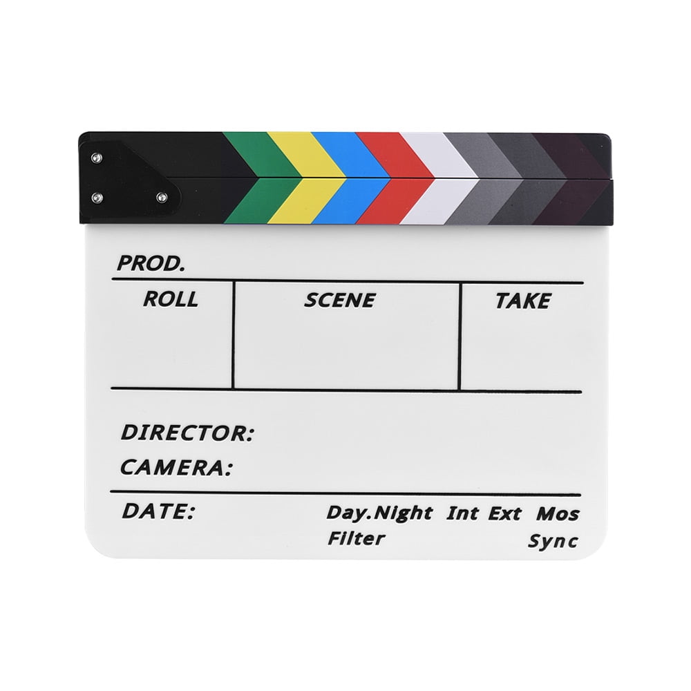 White Black/White Stick Andoer Dry Erase Acrylic Director Film Clapboard Movie TV Cut Action Scene Clapper Board Slate with Marker Pen 