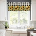 thumbnail image 2 of nqOlkjepod Sunflower Checkered Farmhouse Short Window Curtain Valances, Black Buffalo Plaid Pastoral Flowers Rod Pocket Kitchen Valances for Living Room Bedroom Bathroom Cafe, 1 Panel - 42" x 18", 2 of 8