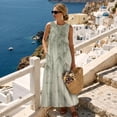 thumbnail image 3 of Xoenoiee Green Tree Leaf Print Women's Summer Maxi Dress 2026 Sleeveless Crewneck Tank Dress with Pockets, Flowy Cotton Linen Beach Vacation Boho Sundress with Back Zipper, XL, 3 of 7