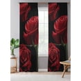 thumbnail image 5 of Sheer Curtains 96 Inches Long, Red Rose Semi Sheer Curtains Light Filtering Window Treatment, Vintage Abstract Garden Flower Floral Black Privacy Voile Drapes for Living Room Bedroom 52x96 Inch, 5 of 7