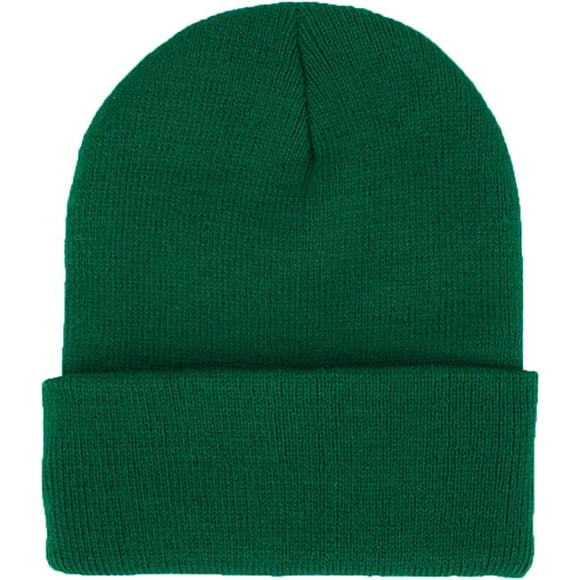 Stromguard Men Women Knit Skully Beanie Hat Ski Cap Cuff Slouchy Plain Solid Warm Winter - Hunter Green
