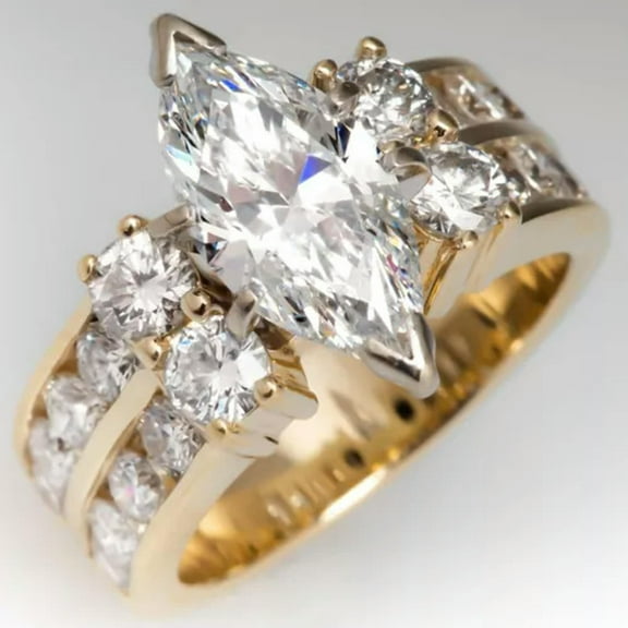 K-KED Elegant 18k Yellow Gold Plated Rings Cubic Zirconia Women Wedding Gift Size 6-10-6