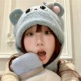 thumbnail image 5 of Knitted Brimless Hat Cartoon Bear Hat for Outdoor Activity Windproof Winter Ear Flap Hat All Matching Warm Headpiece brown, 5 of 5