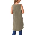 thumbnail image 3 of INSPIRAR CHIC Top sin mangas para mujer, cuello redondo, dobladillo asimétrico, ajuste holgado, blusa tunic alta y baja, verde oliva oscuro M, 3 of 5