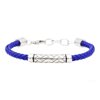 Arista Men's Rope Design Bracelet in Blue Leather Solid Stainless Steel, 8.5"