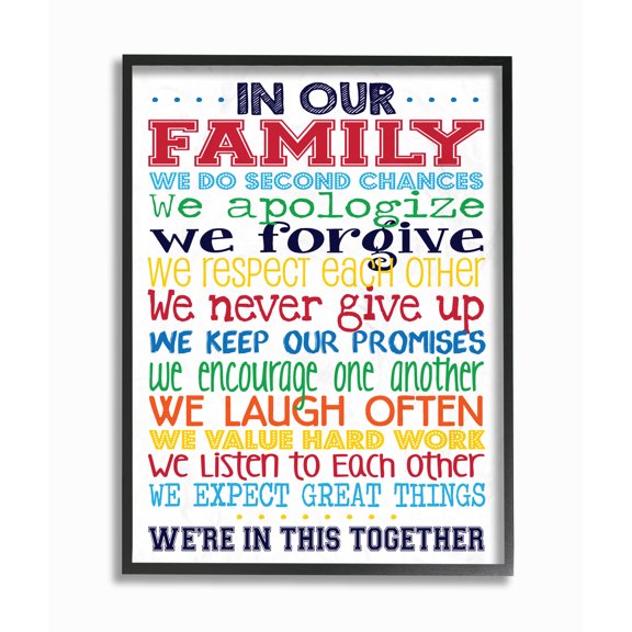 The Kids Room by Stupell In Our Family Rainbow Typog Framed Wall Art by Erica Billups
