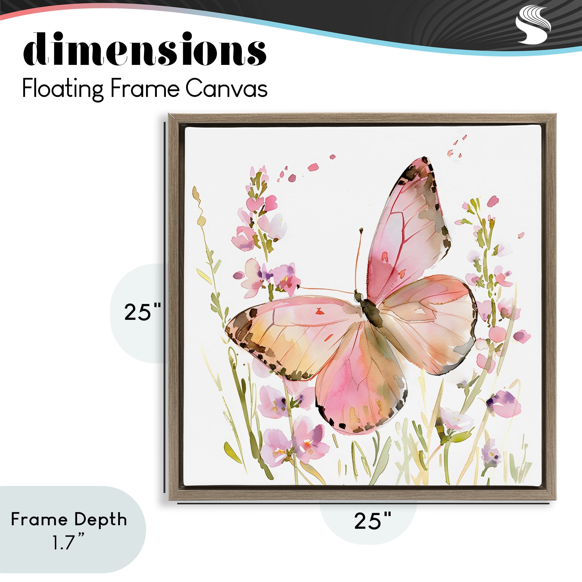 Stupell Industries Colorful Spring Butterfly Pink Brown Framed Floater Canvas Wall Art, design by Creative Studio