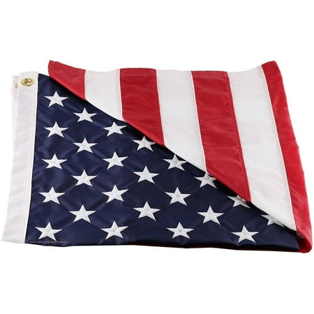 American Flag - 100% Made In USA - Strong Like Americans Made By Americans: Embroidered Stars - Sewn Stripes - 4' x 6' ft