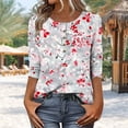 thumbnail image 2 of CYMMPU Vintage Floral Printed 3/4 Length Sleeve Shirts Business Work Blouses Basic Tees Button up Scoop Neck Fashion Tunic Tops Summer Fall 2025 Clothes for Women White XXL, 2 of 7