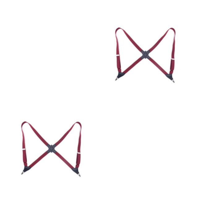 Minnieouse Tirantes unisex de moda coreanos fáciles de combinar para adultos Color sólido Tirantes elásticos ajustables en la espalda con 2 Vino rojo 2piezas