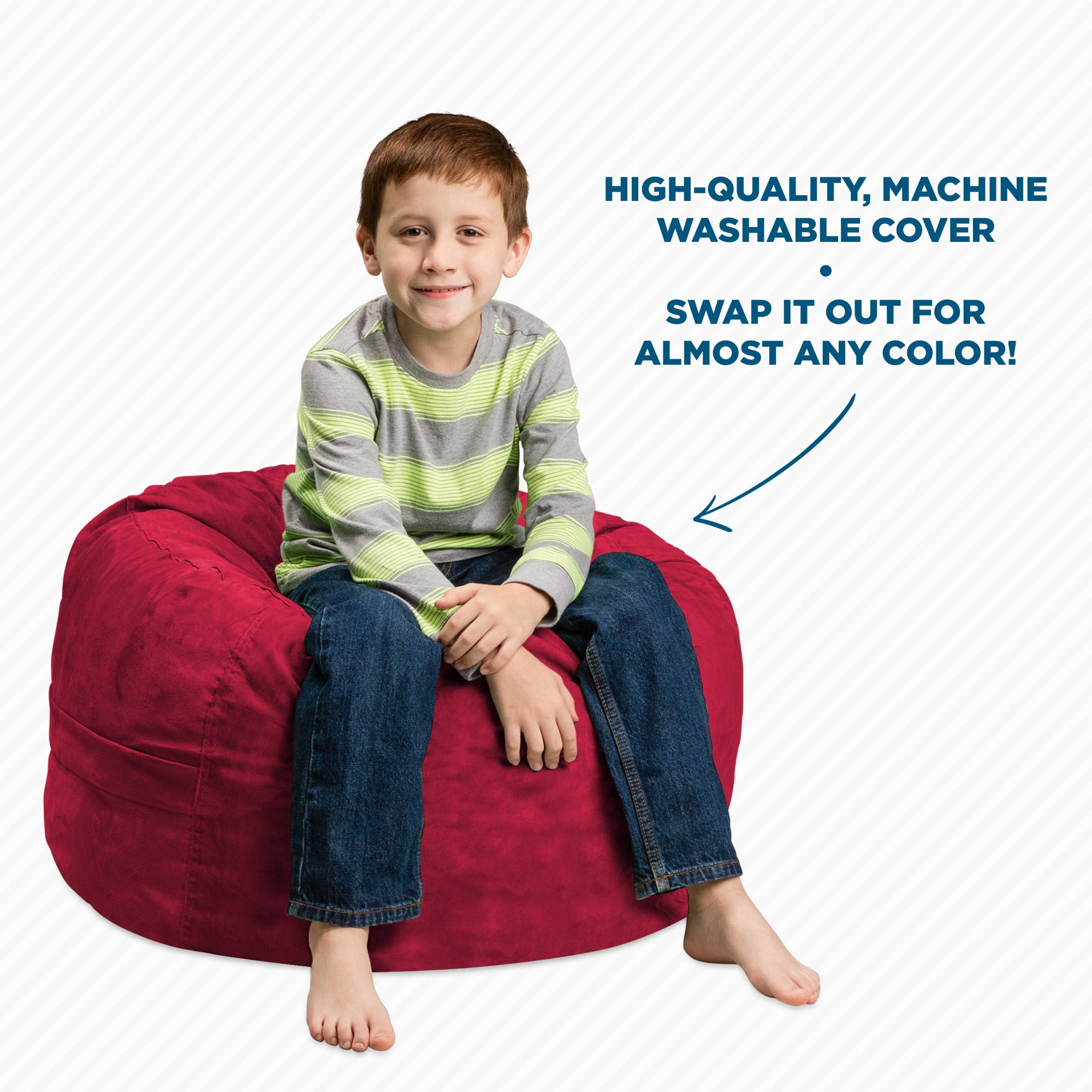 Chill Sack Bean Bag Chair, Memory Foam Lounger with Microsuede Cover, Kids, 2 ft, Cinnabar