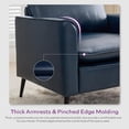 thumbnail image 3 of LAZZO Faux Leather Accent Chair, Mid-Century Modern Upholstered Armchair with Curved Armrests for Living Room and Office, Blue, 3 of 9