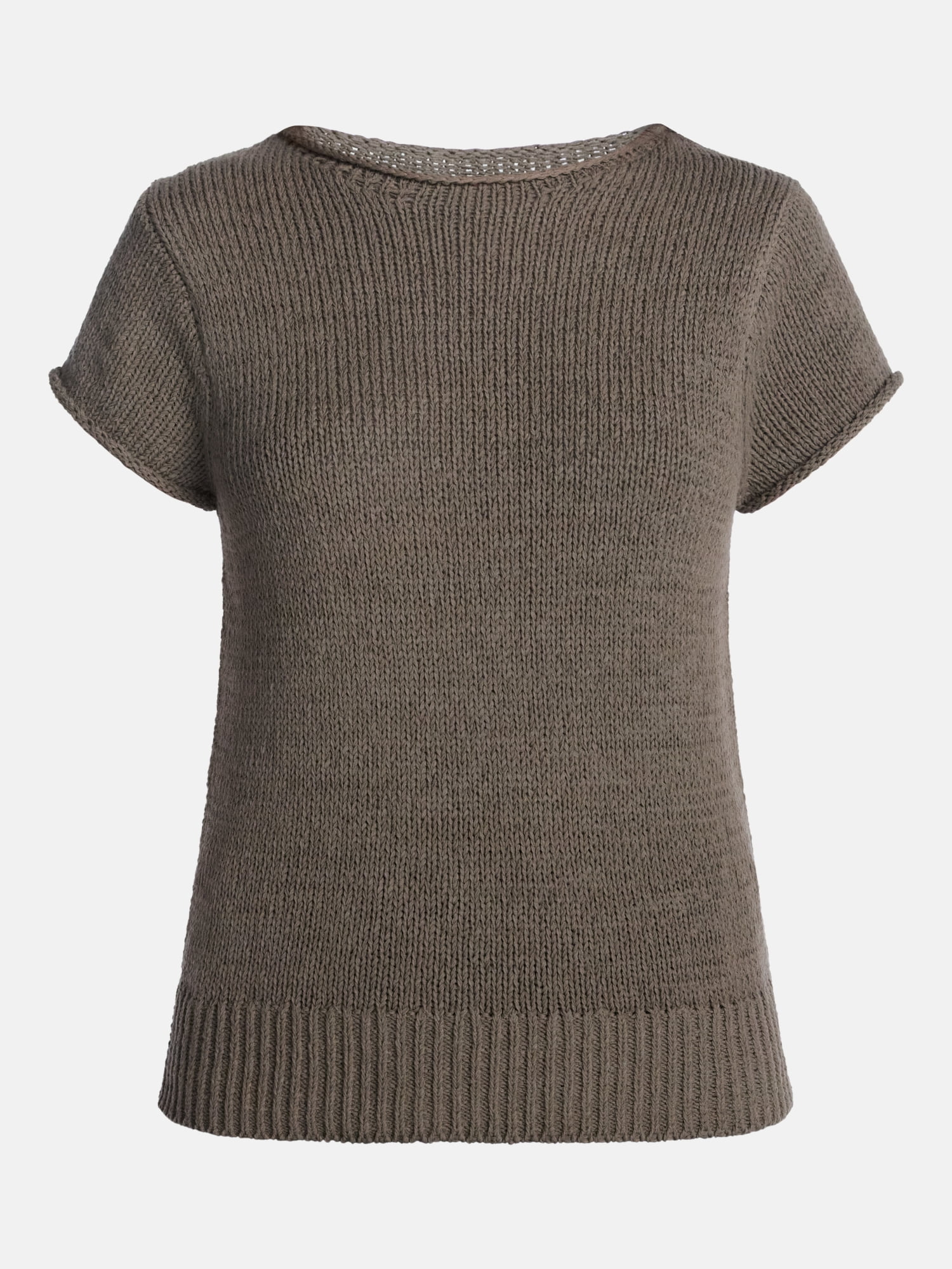 Scenario Women's and Women's Plus Pullover Rollneck Lightweight Sweater with Short Sleeves, Sizes XS-4X