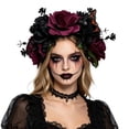 thumbnail image 3 of Slccxzc Gothic Rose Flower Crown Headband Butterfly Hair Wreath for Halloween Day of the Dead, 3 of 7