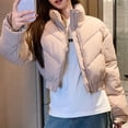 thumbnail image 6 of Viikei Womens Coats Winter Clearance,Ladies New Cotton Coat Short Style Stand Collar Down Cotton Coat Women Thick Cotton Coat Long Sleeve Cotton Coat Khaki L, 6 of 6