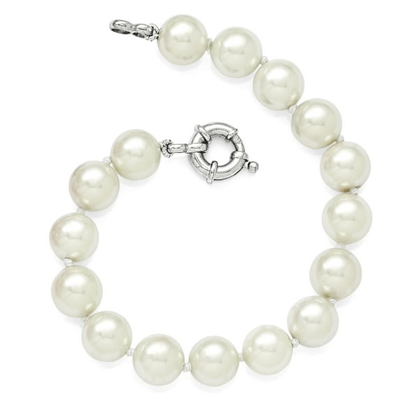 Sterling Silver Majestik Rh-pl 10-11mm Imitation Shell Pearl Bracelet 7.5 Inch "Bracelets