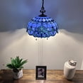 thumbnail image 3 of Blue Stained Glass Pendant Lights Fixture Baroque Style LED Bulb Included for Dining Room  Kitchen 16"W*16"D*75"H, 3 of 7
