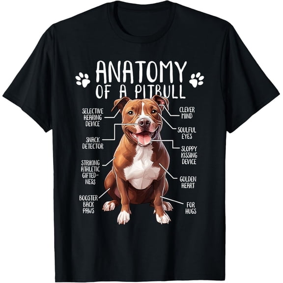 Funny Pitbull Anatomy T-Shirt – Cute Pittie Dog Lover Gift for All Ages