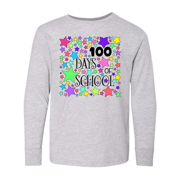 Inktastic 100 Days of School Pastel Stars Long Sleeve Youth T-Shirt