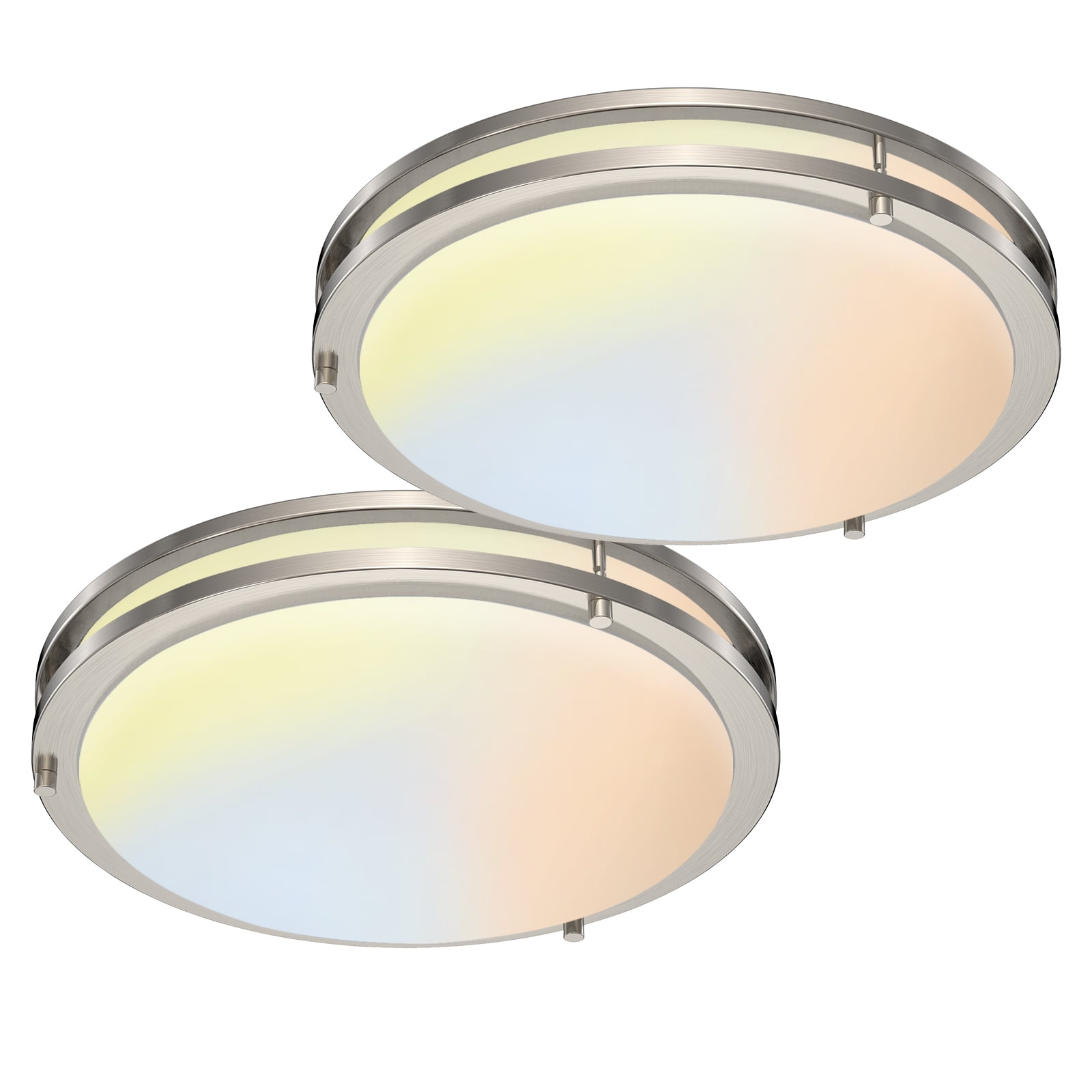 E Energetic Lighting ENERGETIC 13" Dimmable Brushed Nickel Flush Mount Lights