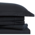 thumbnail image 3 of Brooklyn Loom Classic Cotton 200 Thread Count Solid Percale 100% Cotton Deep Pocket Black 3-Piece Twin, All Season, Adult Size, OEKO-TEX Certified, 3 of 7
