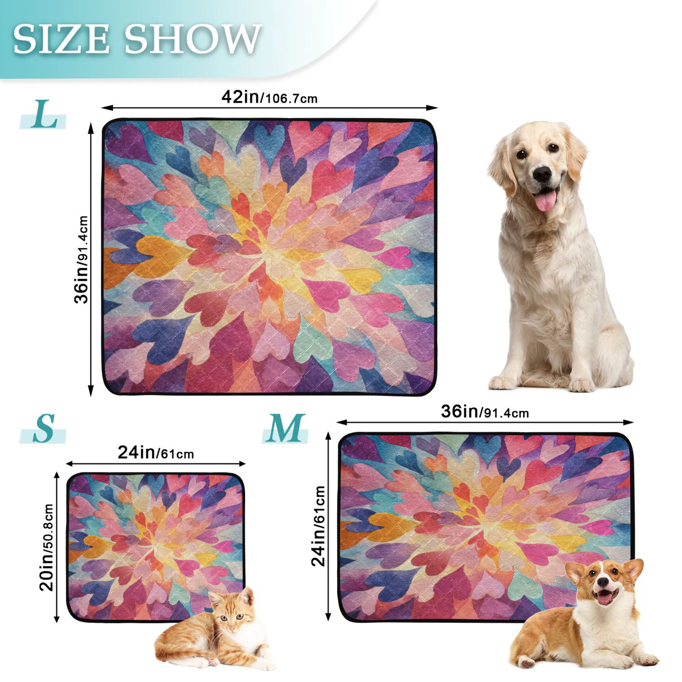 IAUYY Washable Pee Pads for Dogs Smallx3 Absorbent and Leak-Proof Non-Slip Reusable Puppy Pee Pads for Dogs Applicable to Playpen Potty Crate Numerous Heart Shaped Patterns
