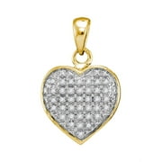 MACEY WORLDWIDE JEWELRY 10K Yellow Gold Diamond Lovely Sparkling Heart Fine Necklace Pendant 1/10 Ctw.