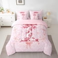 thumbnail image 3 of Castle Fairy Floral Initial 7pcs Bedding Comforter Set,Dreamy Princess Queen Bedding Sets Super Cozy,Bow Flower Queen Sheet Sets,Breathable Girls Bedroom Decoration, 3 of 8