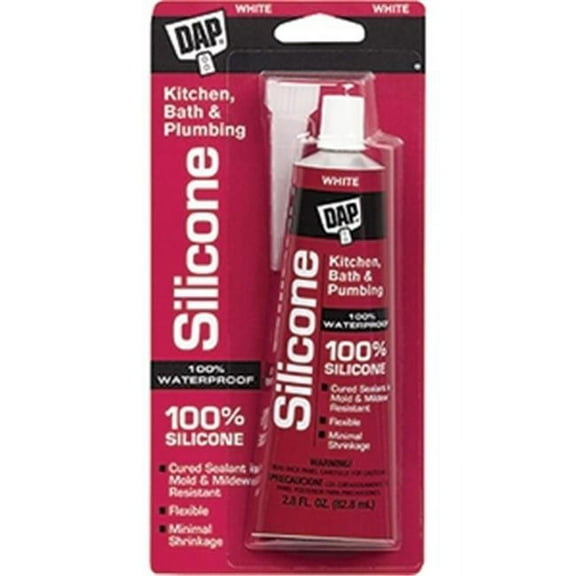 2.8 oz Dap 680 White 100% Silicone Kitchen, Bath, and Plumbing Sealant