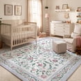 thumbnail image 3 of Lahome Washable 8'x10' Area Rug, Purple Vintage Floral Rugs for Living Room, Soft Non-Slip Low Pile Large Carpet for Bedroom Nursery, Boho Farmhouse Dining Room Decor, Purple, 3 of 11