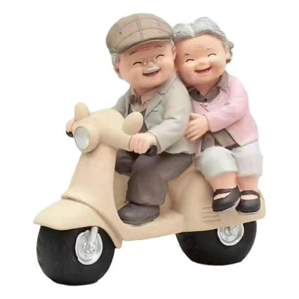 Estatuilla de pareja de ancianos, escultura de resina para aniversario de boda, regalo de cumpleaños, estatua de pareja de ancianos para decoración de Macarena Estatua de pareja de ancianos