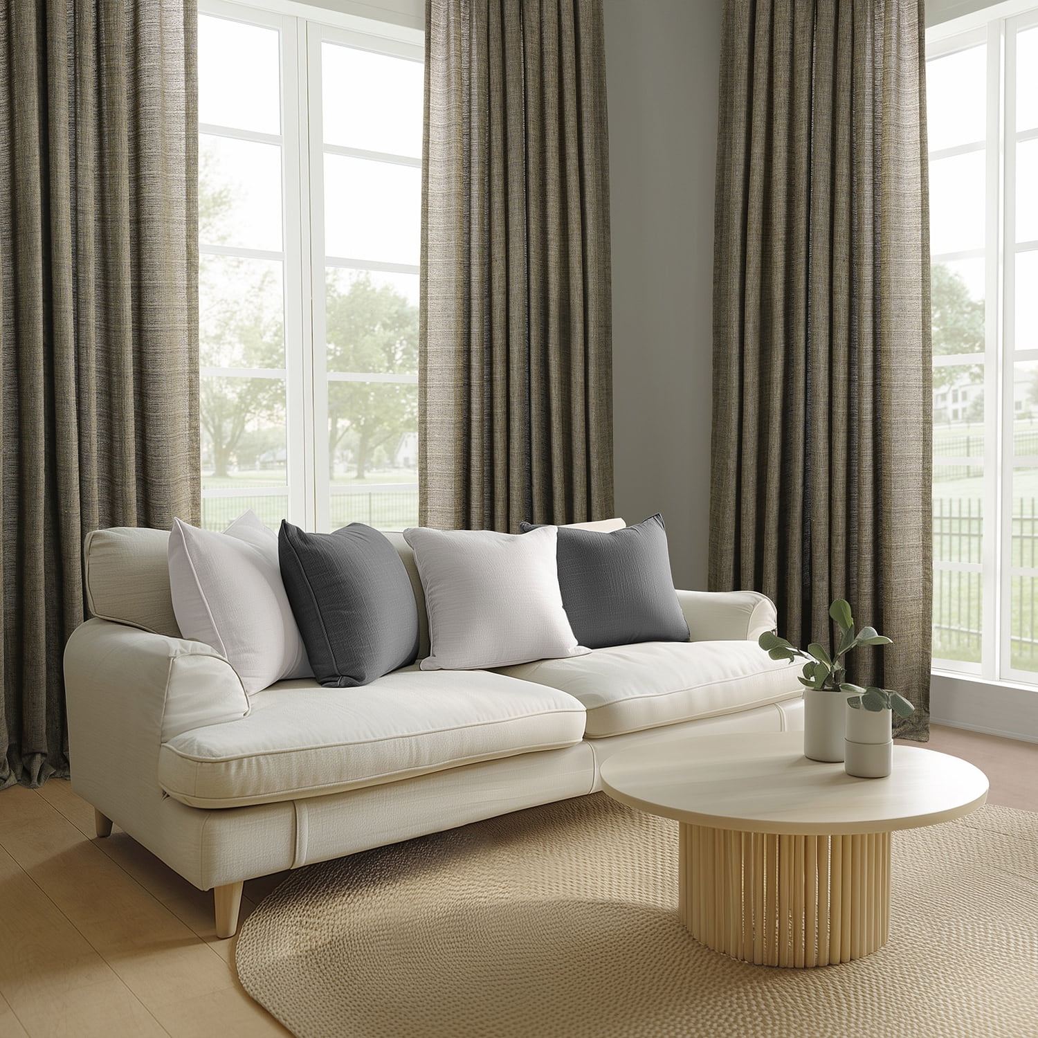 Half Price Drapes Dark Grey Raw Linen Weave Light Filtering Curtains for Bedroom (2 Panel), 50W X 96L