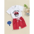thumbnail image 6 of Aojekbee Baby Boys Shorts Set, Short Sleeve Cartoon Bear Print T-shirt with Elastic Waist Shorts Summer Outfit, 6 of 10