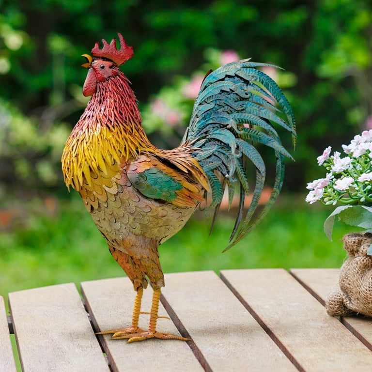 Large Metal Rooster Decor Yard Chicken Outdoor Garden Statue Sculpture Lawn  Art