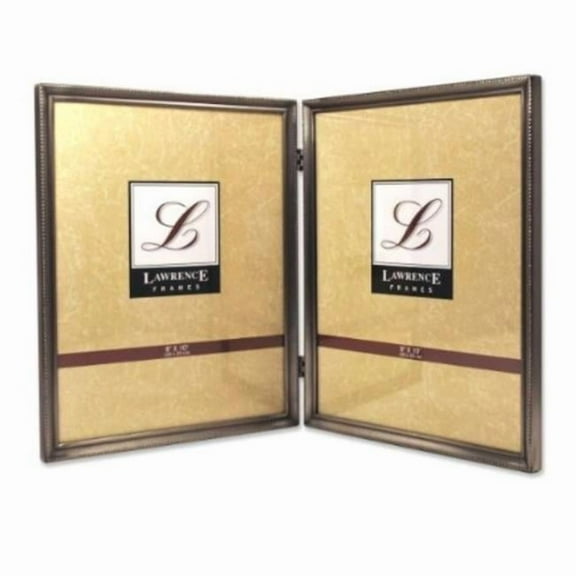 Lawrence Frames Lawrence Frames Antique Pewter 8x10 Hinged Double Picture Frame - Bead Border Design