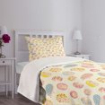 thumbnail image 3 of Ambesonne Hedgehog Quilted Bedspread Set 2 Pcs, Dotted Floral Striped, Twin Size, Multicolor, 3 of 5